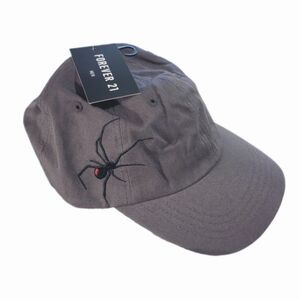 Forever 21 Charcoal Gray Black Widow Spider Embroidered Ball Cap sz MENS OneSize